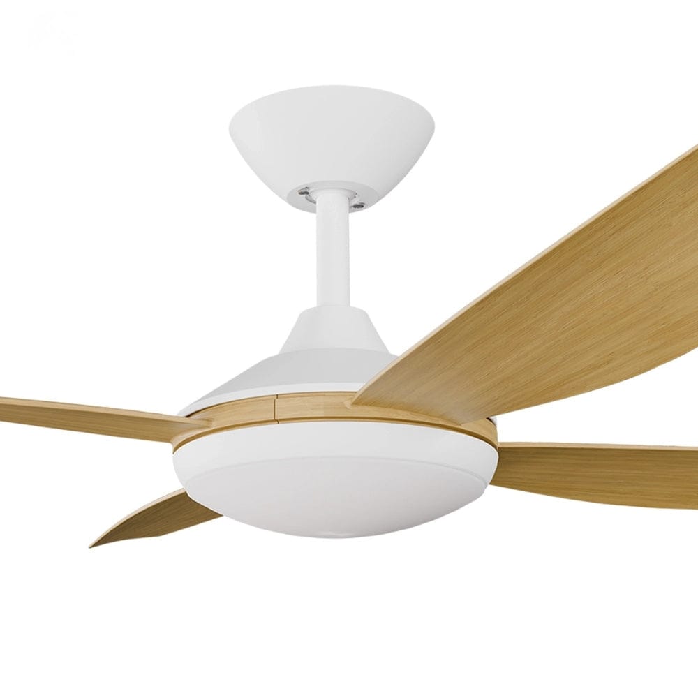 With Light Vanga DC Ceiling Fan White with Bamboo Blades - With Light