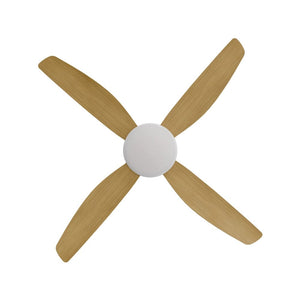 With Light Vanga DC Ceiling Fan White with Bamboo Blades - With Light