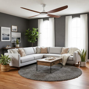 Without Light Vanga DC Ceiling Fan White with Koa Blades - No Light