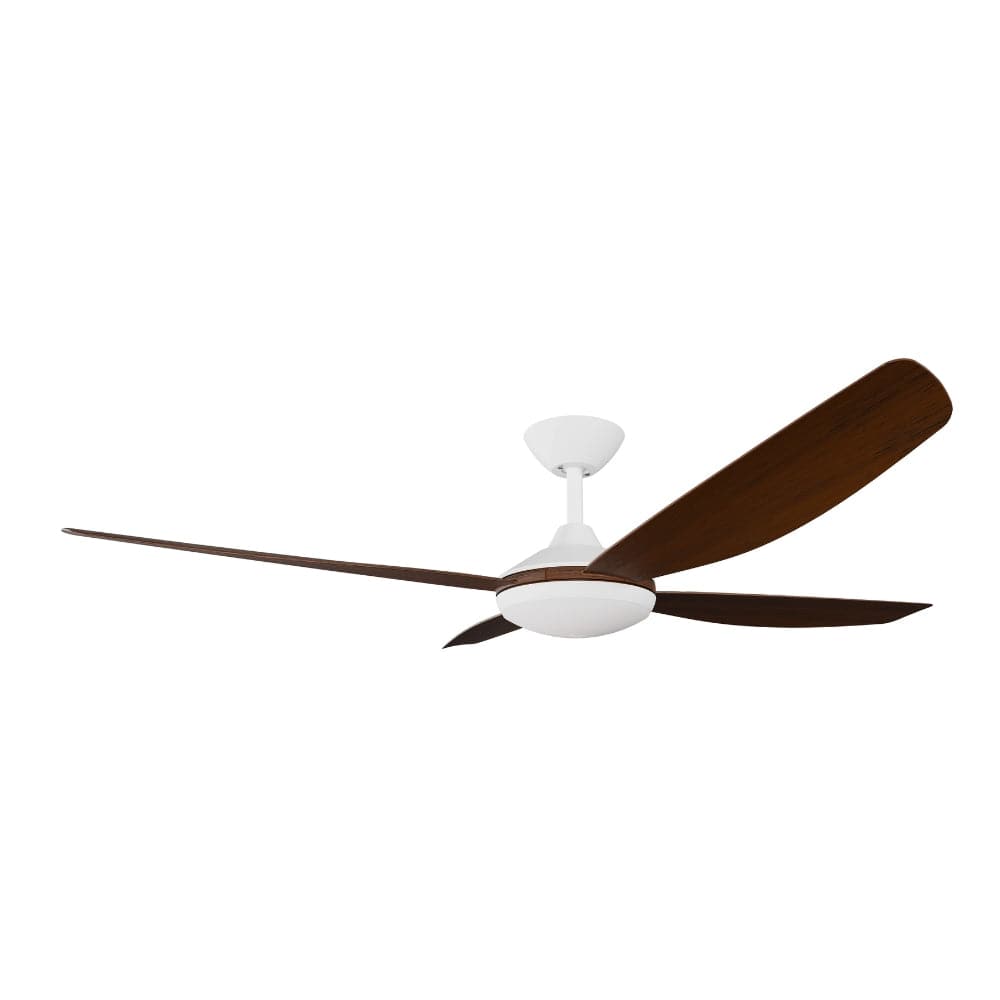 With Light Vanga DC Ceiling Fan White with Koa Blades - With Light