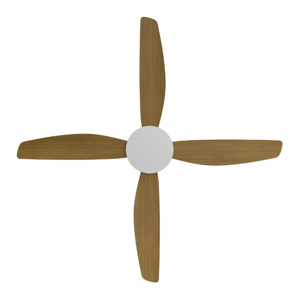 Without Light Vanga DC Ceiling Fan White with Teak Blades - No Light