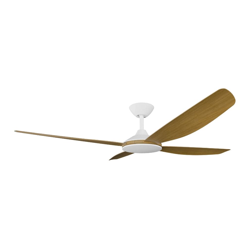 Without Light Vanga DC Ceiling Fan White with Teak Blades - No Light
