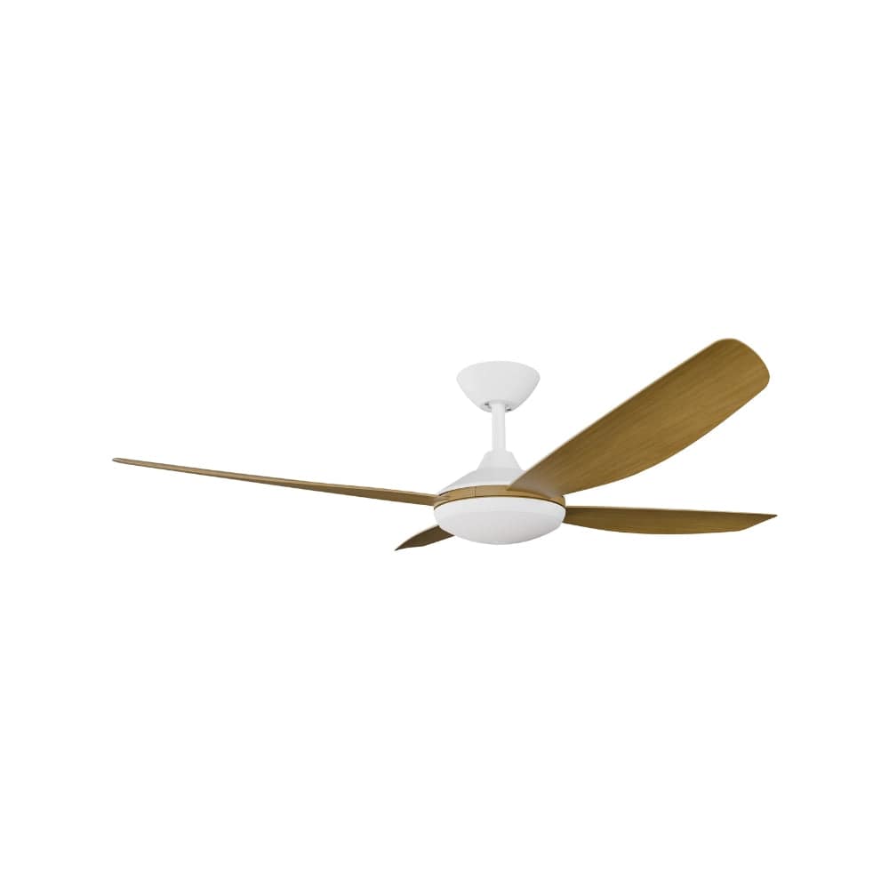 Without Light Vanga DC Ceiling Fan White with Teak Blades - No Light