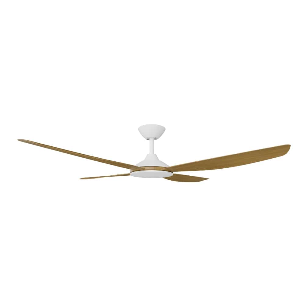 Without Light Vanga DC Ceiling Fan White with Teak Blades - No Light