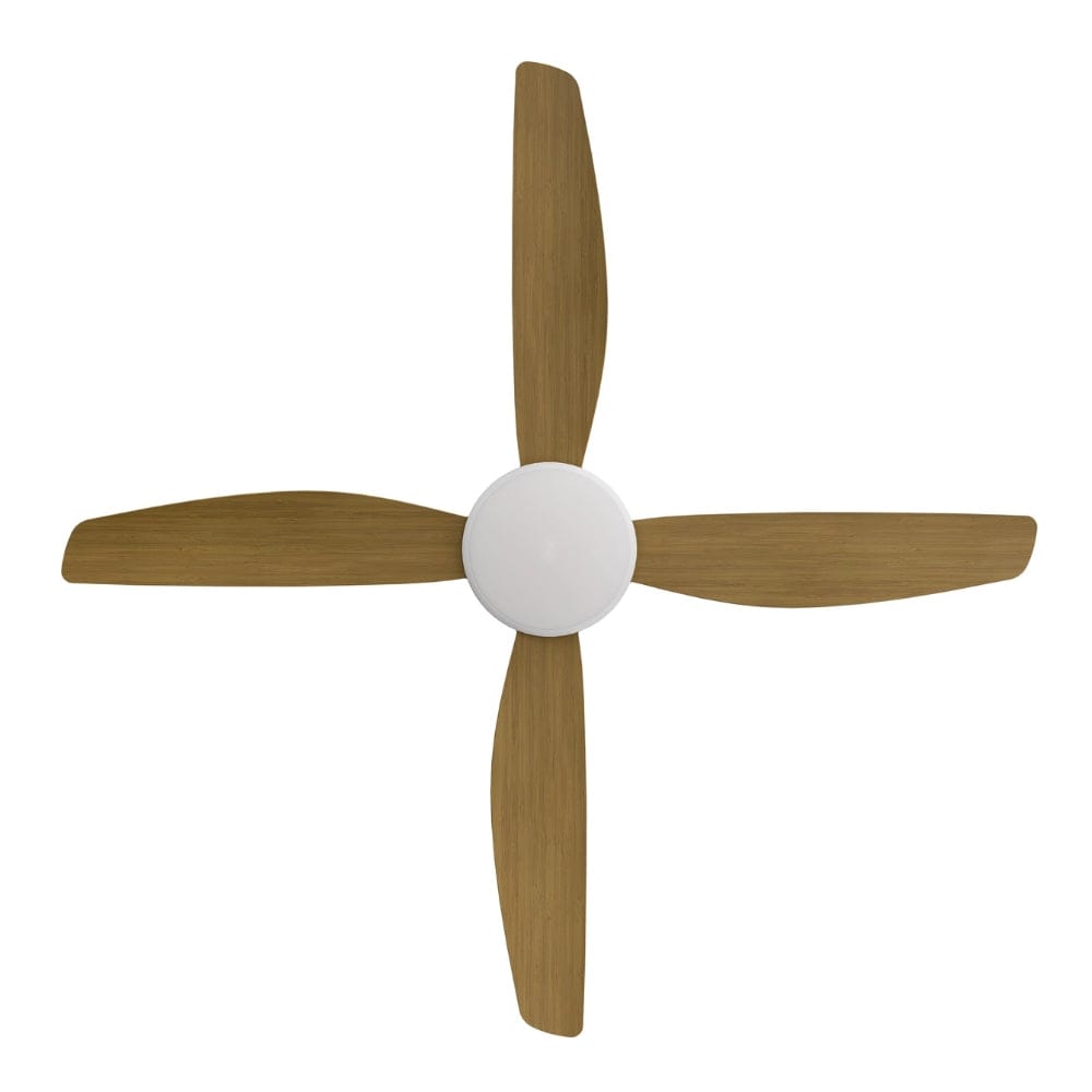 With Light Vanga DC Ceiling Fan White with Teak Blades - With Light