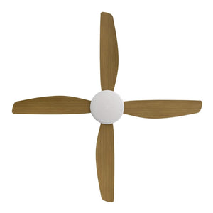 With Light Vanga DC Ceiling Fan White with Teak Blades - With Light