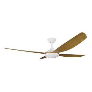 With Light Vanga DC Ceiling Fan White with Teak Blades - With Light