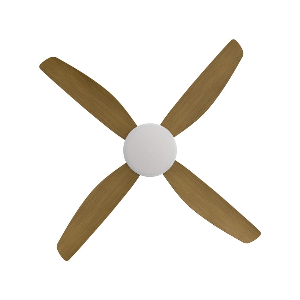 With Light Vanga DC Ceiling Fan White with Teak Blades - With Light