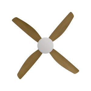 With Light Vanga DC Ceiling Fan White with Teak Blades - With Light