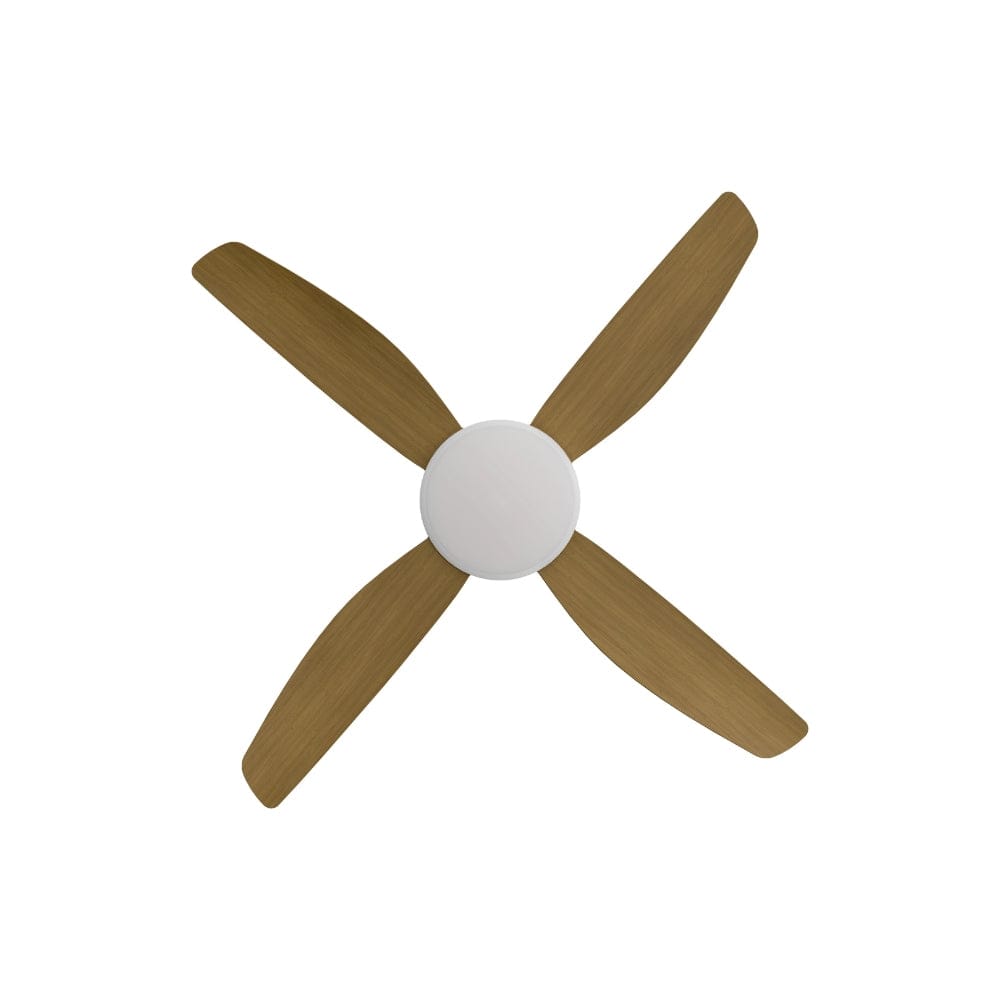 With Light Vanga DC Ceiling Fan White with Teak Blades - With Light