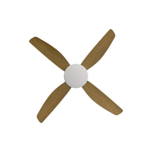 With Light Vanga DC Ceiling Fan White with Teak Blades - With Light