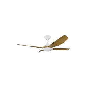 With Light Vanga DC Ceiling Fan White with Teak Blades - With Light