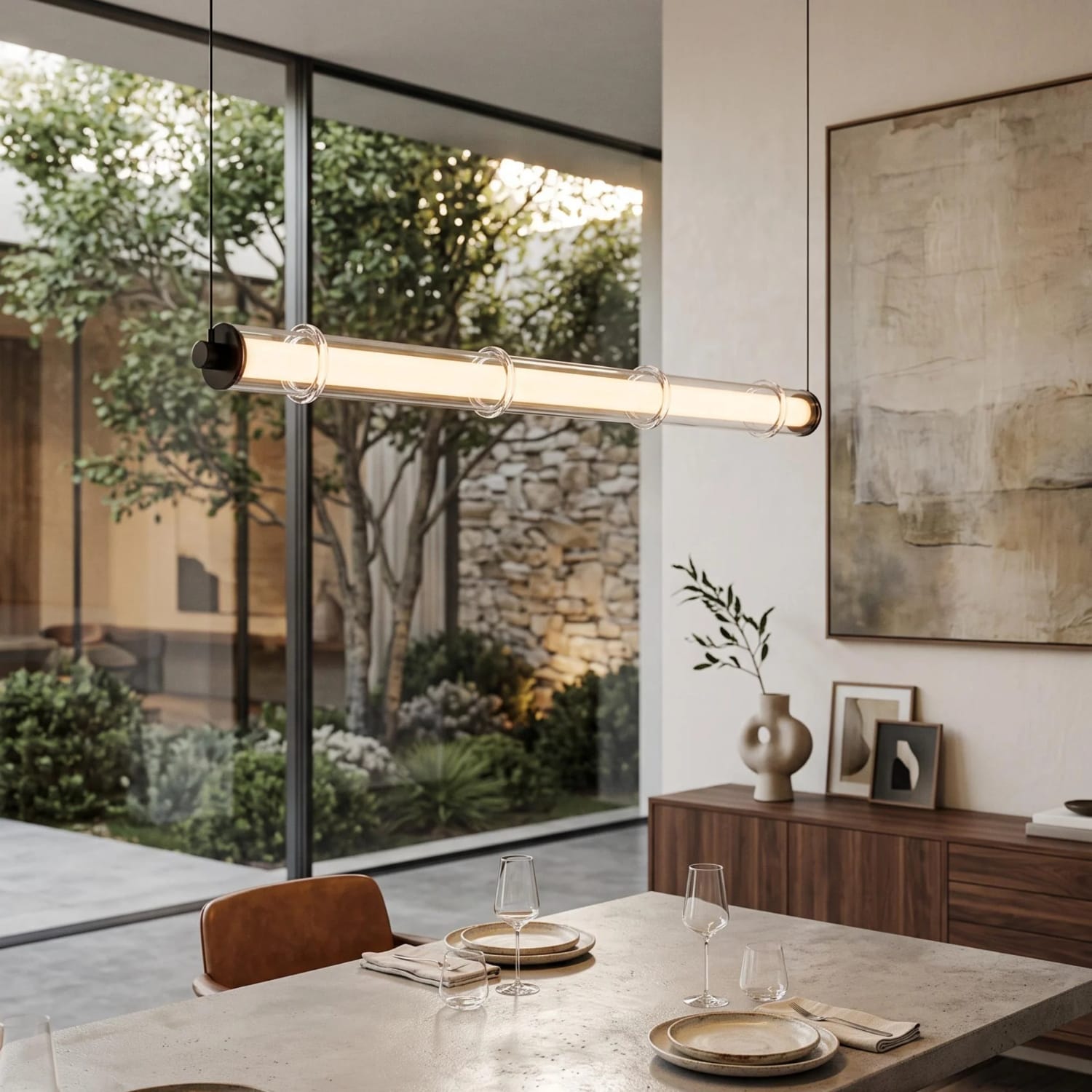 Linear Pendant Vento Glass Linear Pendant Light