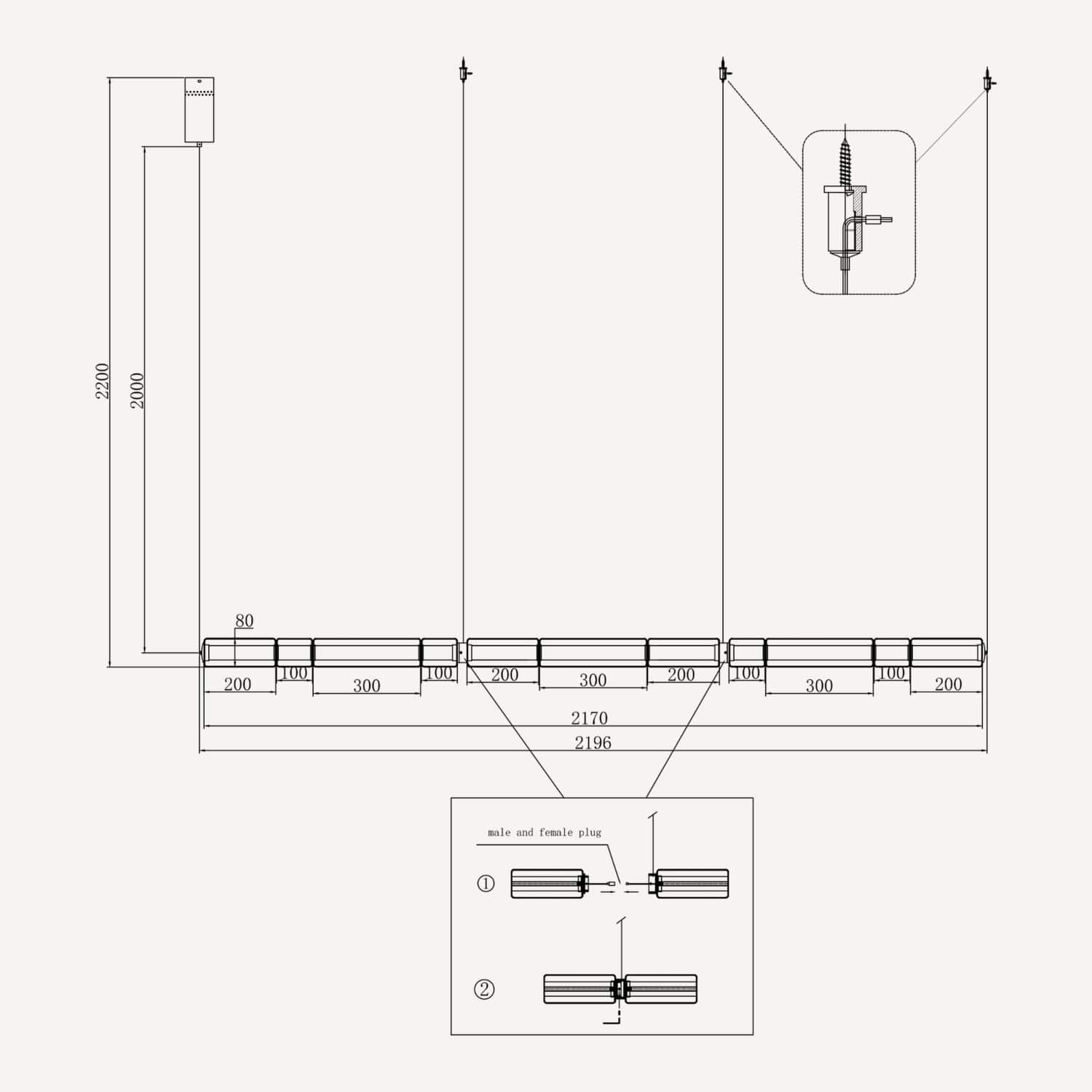 Linear Pendant Vento Glass Linear Pendant Light