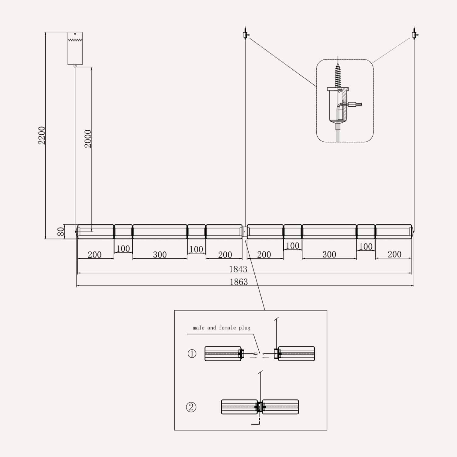 Linear Pendant Vento Glass Linear Pendant Light