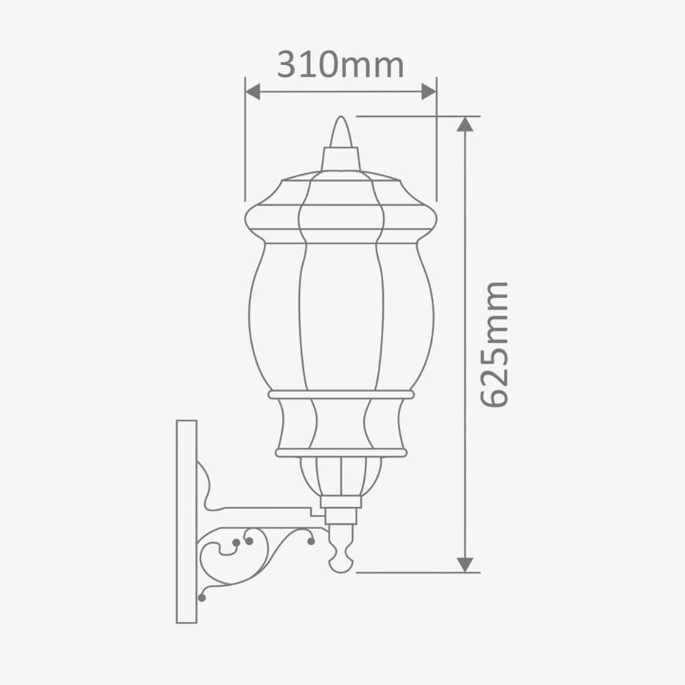 Exterior Wall Light Vienna Large Upward Wall Light
