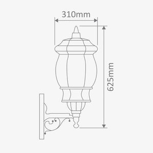Exterior Wall Light Vienna Large Upward Wall Light