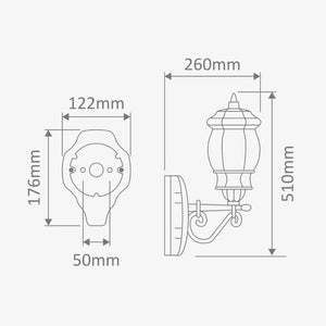 Exterior Wall Light Vienna Upward Wall Light
