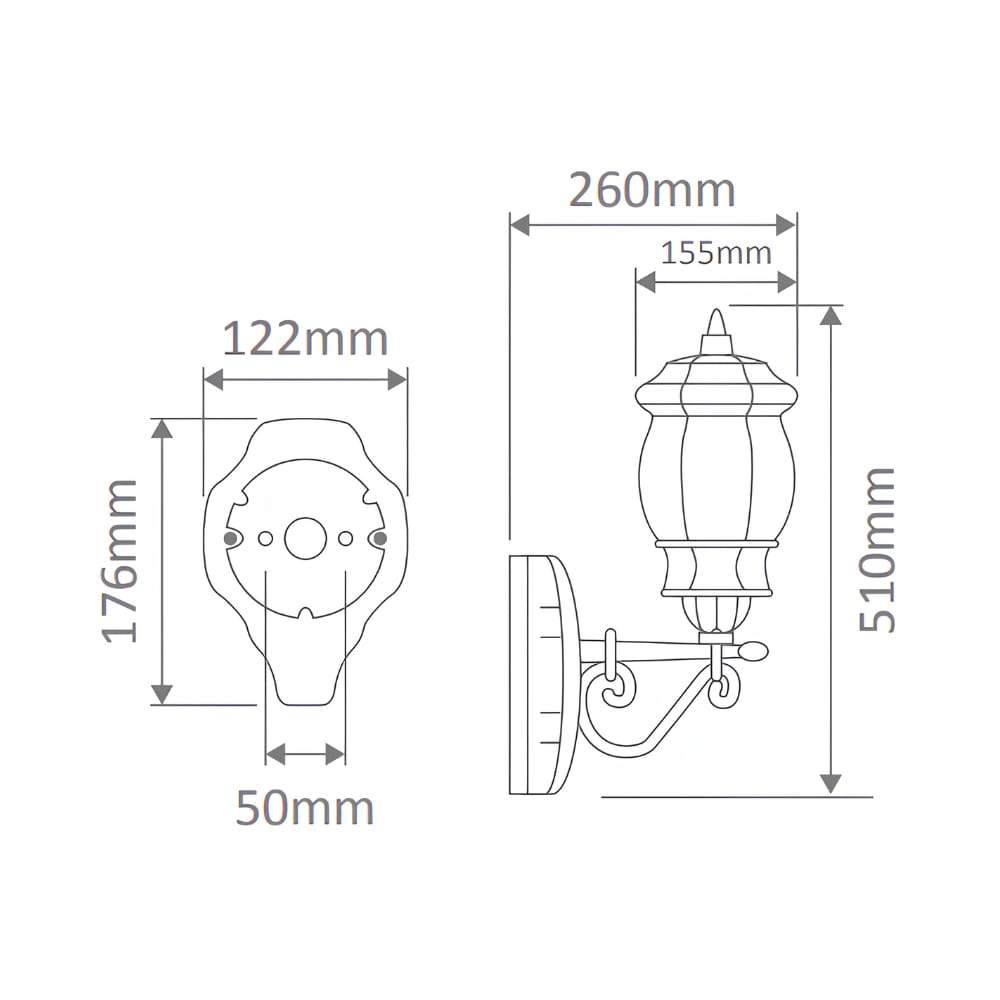 Exterior Wall Light Vienna Upward Wall Light