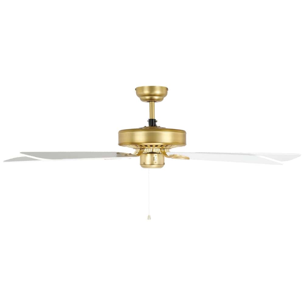 Without Light Waikiki Ceiling Fan Brass with White Blades