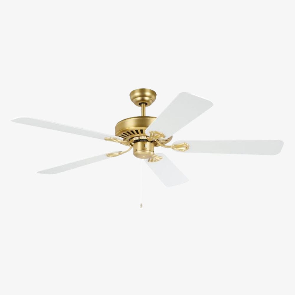 Without Light Waikiki Ceiling Fan Brass with White Blades