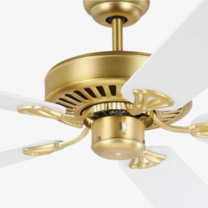 Without Light Waikiki Ceiling Fan Brass with White Blades