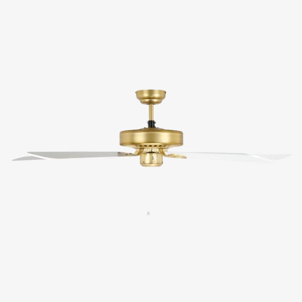 Without Light Waikiki Ceiling Fan Brass with White Blades