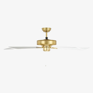 Without Light Waikiki Ceiling Fan Brass with White Blades