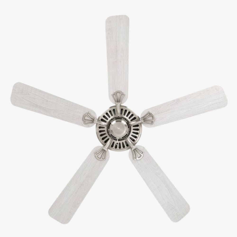 Without Light Waikiki Ceiling Fan Satin Nickel with Washed Oak Blades