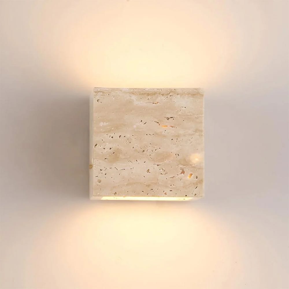 Interior Wall Light / Sconce Wisp Travertine Cube Up/Down Wall Light