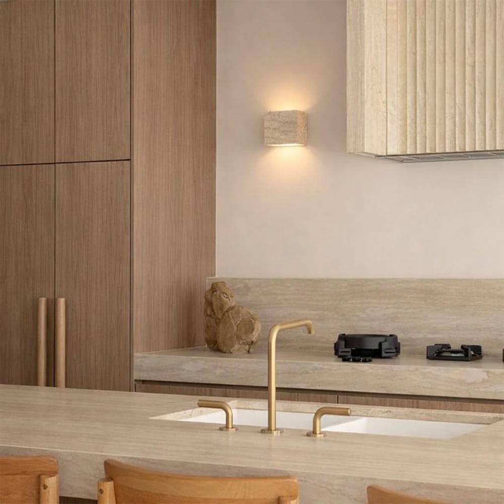Interior Wall Light / Sconce Wisp Travertine Cube Up/Down Wall Light