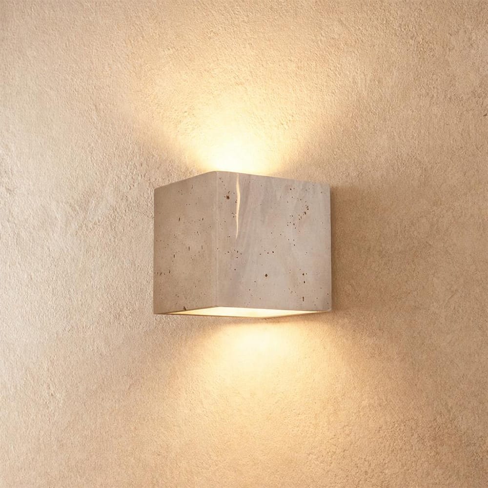 Interior Wall Light / Sconce Wisp Travertine Cube Up/Down Wall Light