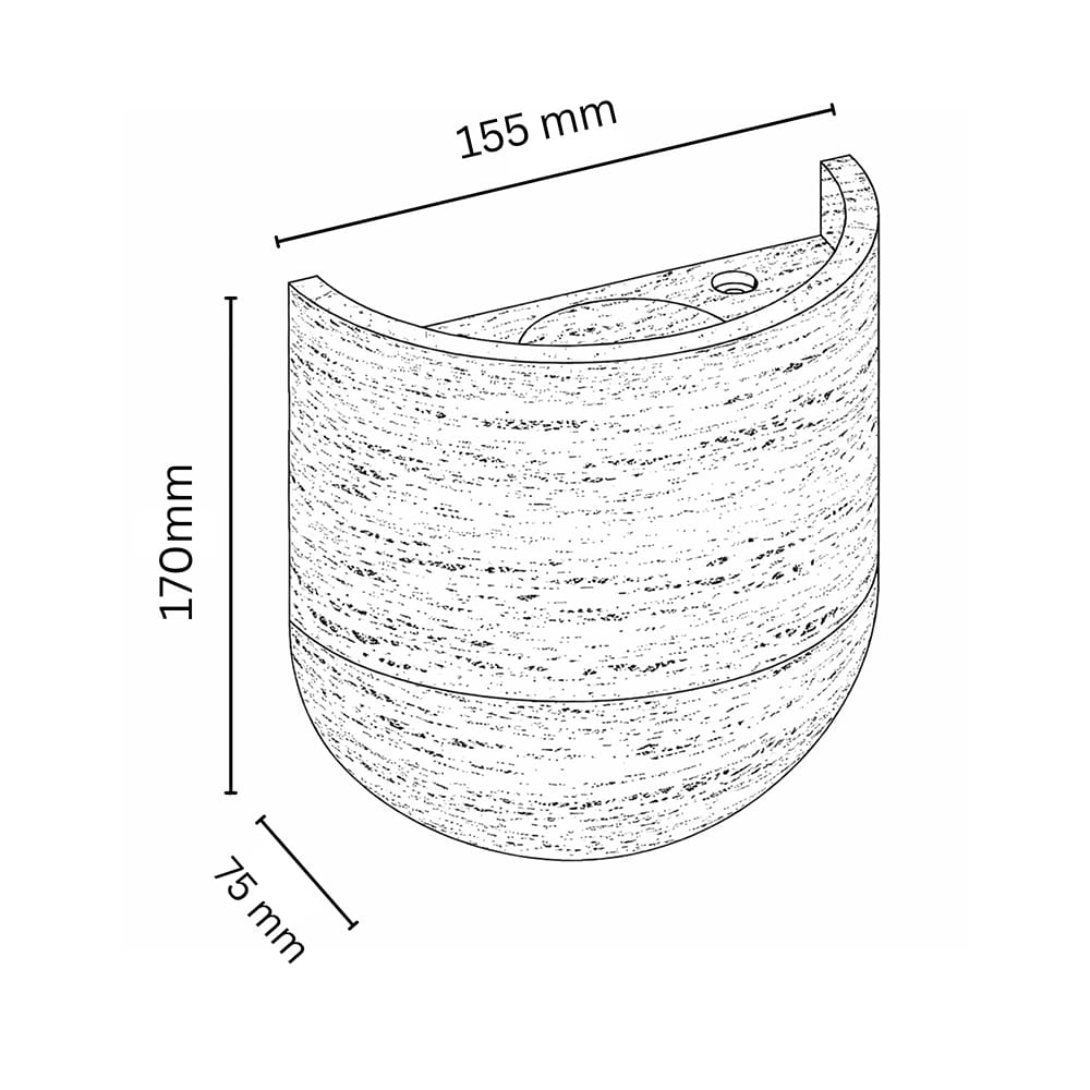 Interior Wall Light / Sconce Wisp Travertine Curved Up or Down Wall