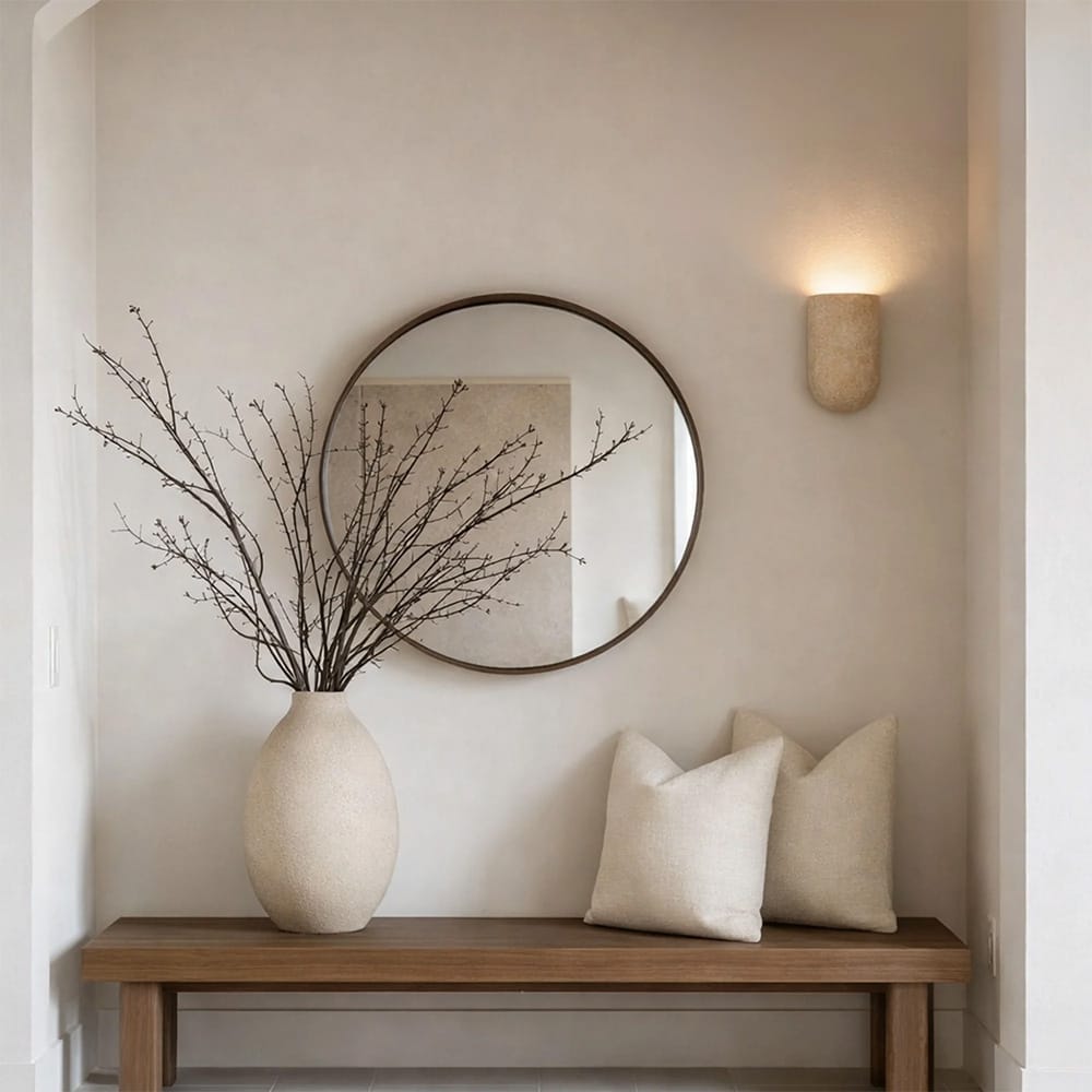 Interior Wall Light / Sconce Wisp Travertine Curved Up or Down Wall