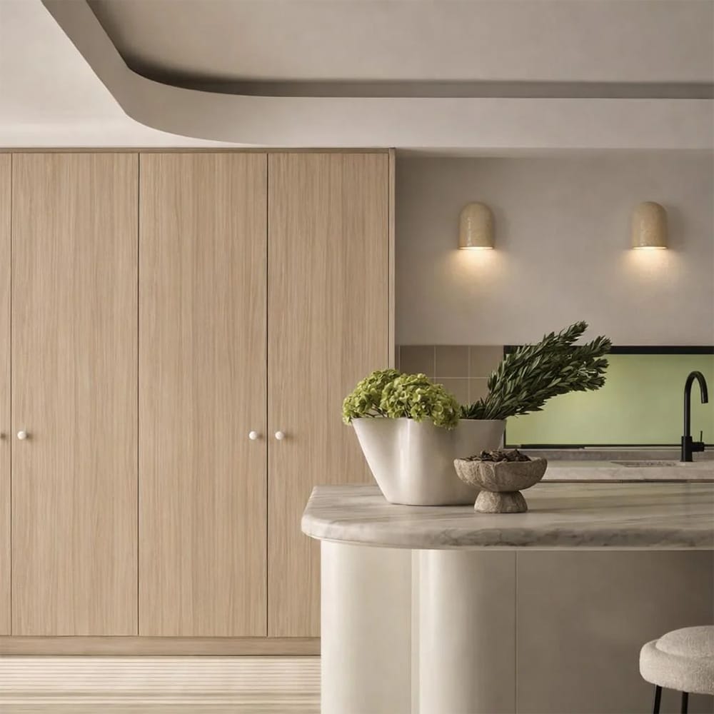 Interior Wall Light / Sconce Wisp Travertine Curved Up or Down Wall