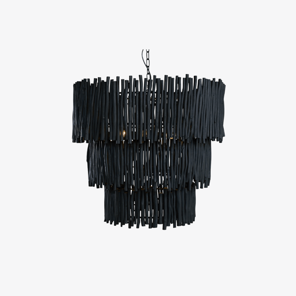 Interior Pendant Wood Candlestick Tiered Chandelier