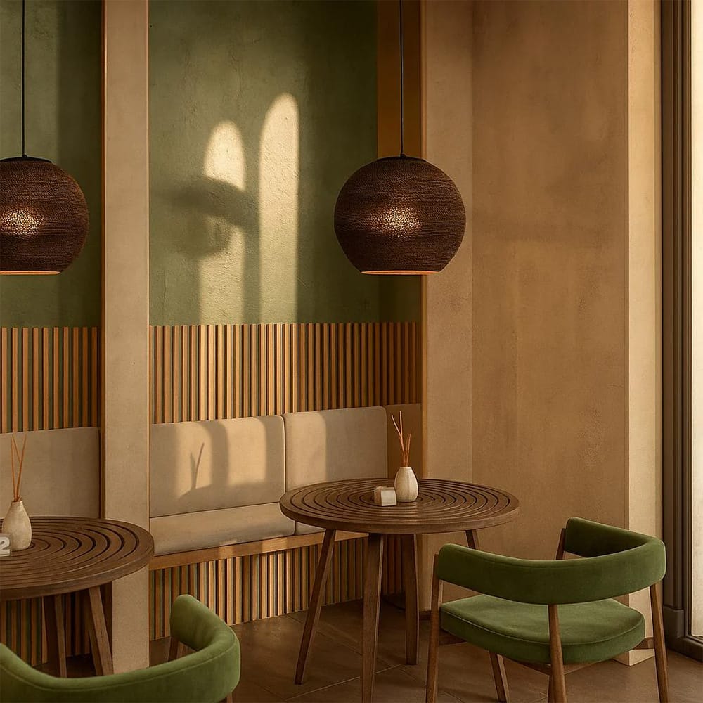 Interior Pendant Zanora Recycled Cardboard Pendant Light Round