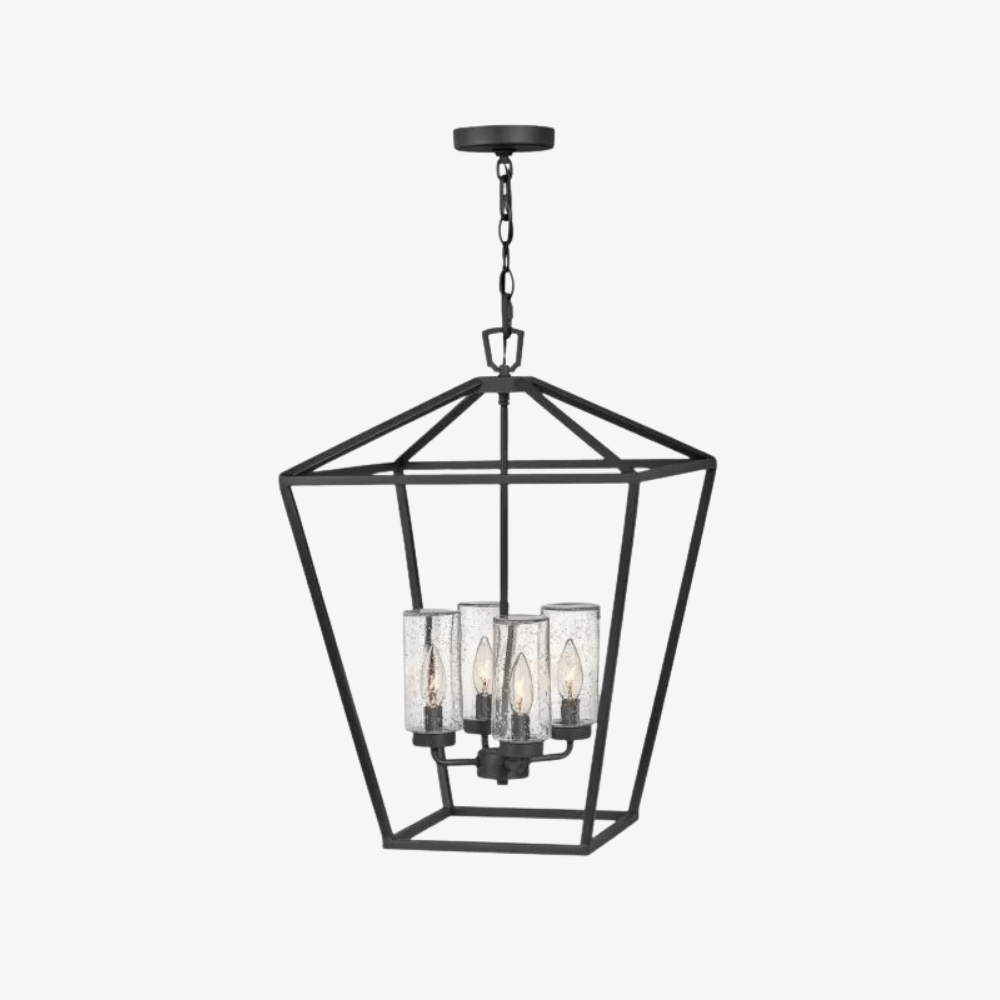 Exterior Pendant / Alford Place Medium Single Tier Outdoor Chandelier in Museum Black