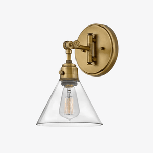 Interior Wall Light / Sconce / Arti Small Single Light Sconce / Arti Small Wall Light in Heritage Brass with Clear Glass