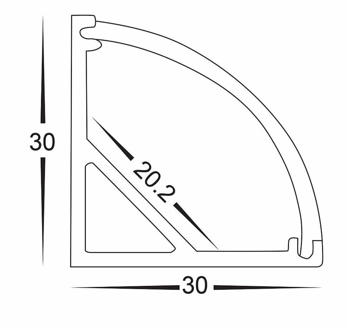 Profiles Corner Profile - HV9691-3030 Profiles Corner Profile - HV9691-1616 lighting shops lighting stores LED lights lighting designer