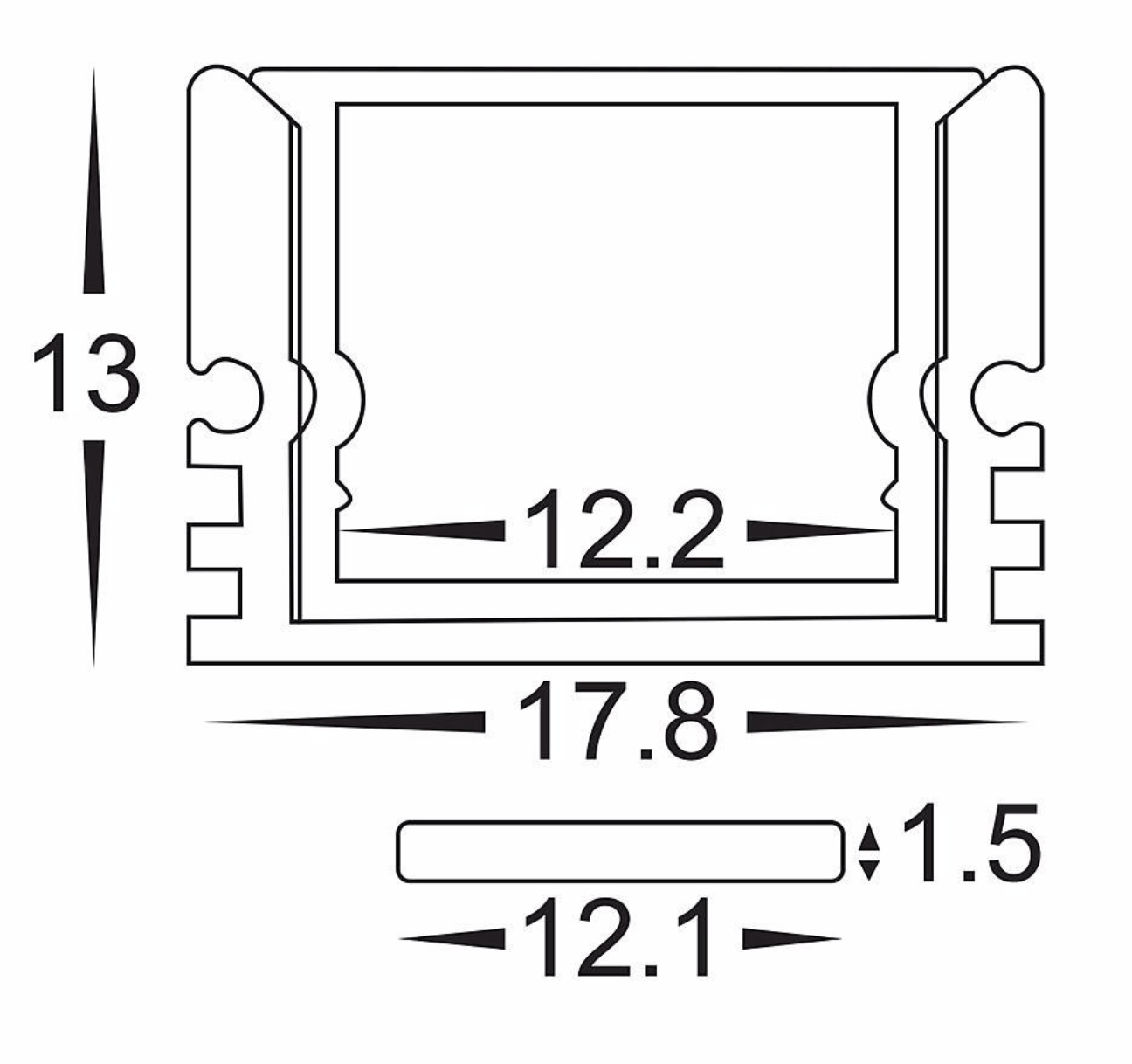Profiles IP Rated Profile - Shallow Square - HV9693-1812 lighting shops lighting stores LED lights  lighting designer