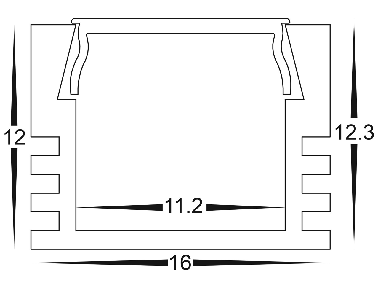 Profiles Surface Mounted Profile - Shallow Square - HV9693-1612 lighting shops lighting stores LED lights  lighting designer